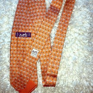 COPY - Hermès Orange Tie with Mountain Goats